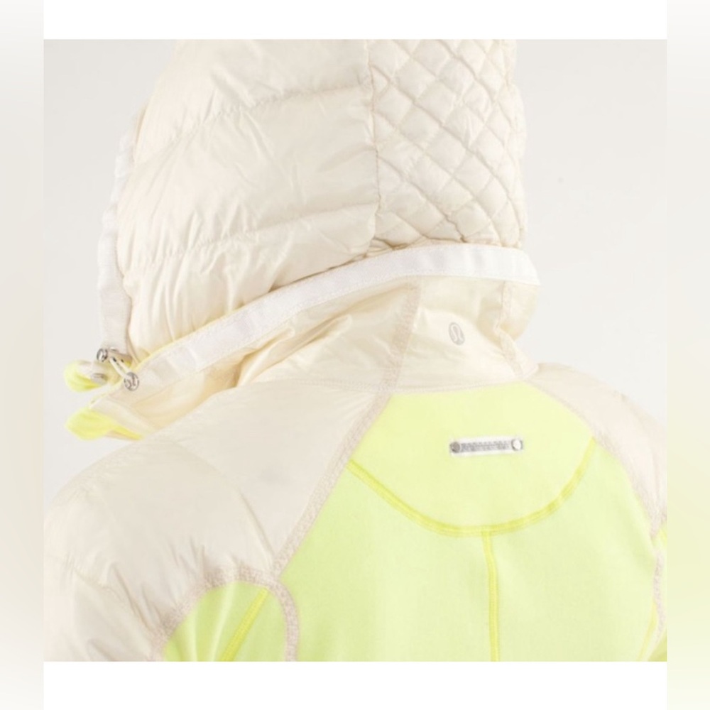 LULULEMON RUN BUNDLE UP GOOSE DOWN JACKET CLARITY YELLOW POLAR CREAM SIZE 2 - Picture 4 of 17